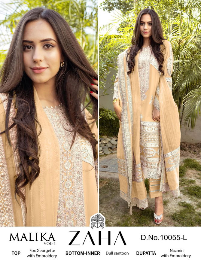 Malika Vol 4 By Zaha Designer Pakistani Suits Catalog
